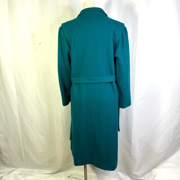 NICCOLINI GREEN WOOL TRENCH COAT VINTAGE EMERALD WINTER COAT 70s WOMAN SIZE 14 - Picture 4 of 16